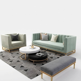 Design Sofa Furniture Living Room Set Couch Upholstery Seat Set Velvet 3+1 Group