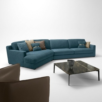 Design sofa L shape upholstery couch living room furniture corner sofa textile blue