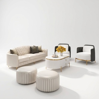 Design sofa set couch coffee table sofa 6 pieces living room set stool luxury furniture