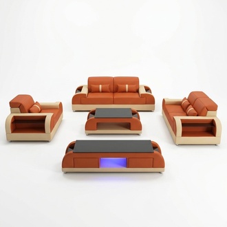 Design sofa set 3 2 1 seater coffee table 4 piece living room set USB complete