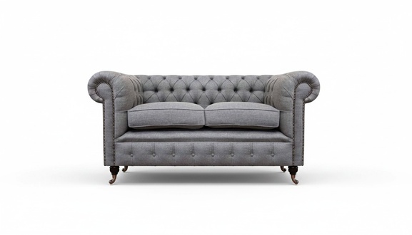 Design Sofa Upholstery Couch Gray Luxury Textile Two-Seater Sofas Chesterfield