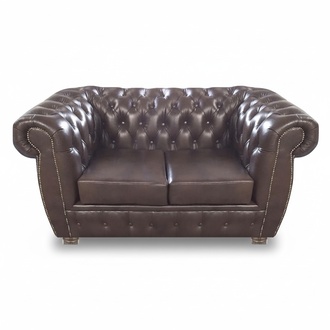 Design Upholstered Furniture Sofa Two-Seater Couch Brown Chesterfield Furniture Seat New
