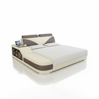 Design cushion double bed bedroom beds 140x200cm + USB & shelf