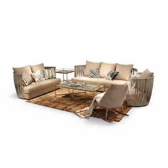 Design Velvet Sofa Couch Group Set 3+2+1 Metal Set Luxury Sofas New 3pcs