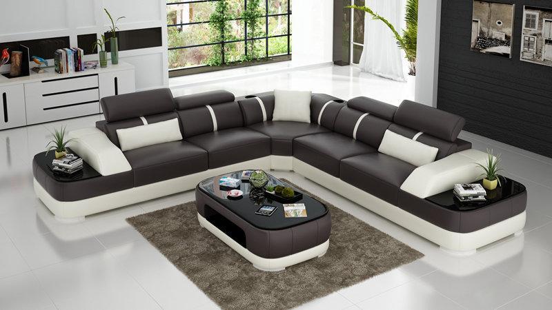 Leather Sofa Upholstery Seat Corner Sofa Set Living Room Couch G8026B
