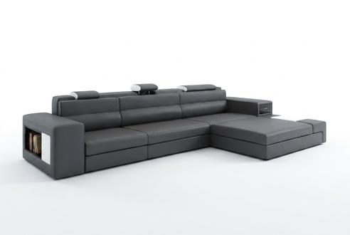 Design XXL Big Corners Upholstery Corner Sofa Couch L Shape Leather Sofas Set + Light