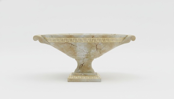 Decorative fruit bowl table vase in antique greek style with natural obsolescence model - 849, height 30cm