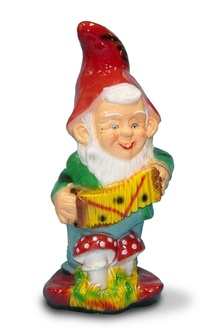 Decor figure designed as a colorful dwarf playing hand harmonic 70cm