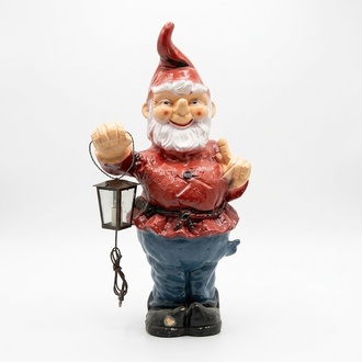 Lighting decor figure designed as a standing dwarf with a lamp 92cm