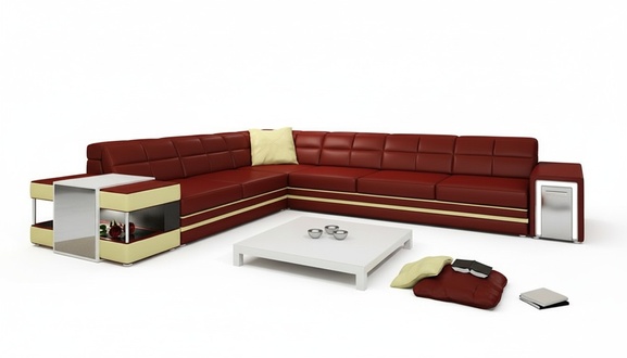 Designer corner sofa couch leather sofa upholstered seating corner set + light new PH3026