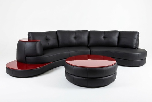 Designer corner sofa living landscape round sofa leather sofa couch U-shaped Royal II