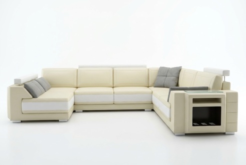 Designer sofa with USB corner sofa leather sofa upholstered seating corner set + light