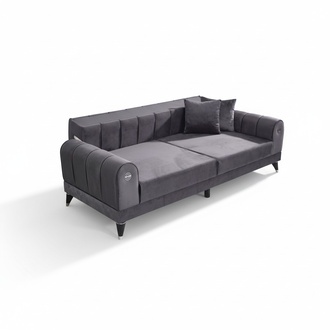 Designer 3-Seater Sofa Luxury Wood Furniture Textile Upholstered Furniture Couch Fabric