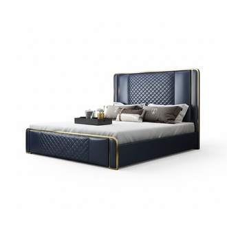 Designer marriage double bed in modern style 180x200cm size made of leather