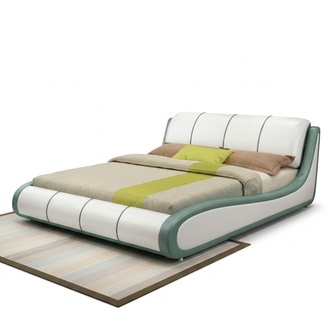 Designer bed bedroom double beds leather hotel luxury upholstery