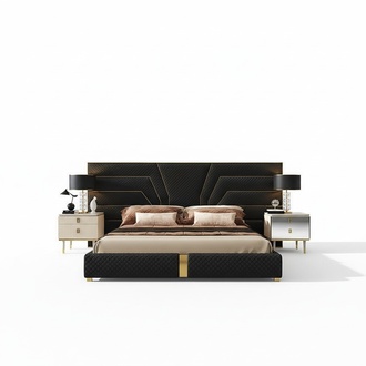 Designer bed beds upholstered bed metal gold 180x200 double bed