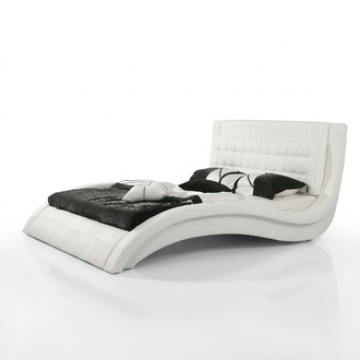 Designer massive leather double bed in modern style for marriage couple