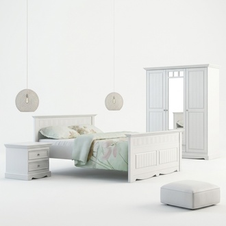 Designer Bedroom Bed 2x Bedside Tables Wardrobe Set New 180x200cm 4tlg