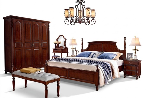 Designer Bedroom Furniture 5pcs Set Bed Bedside Tables Wardrobe