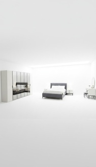 Designer bedroom set bed 2x bedside tables wardrobe New and luxurious