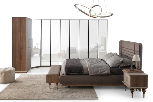 Designer Bedroom Set Double Bed 2x Bedside Tables Corner Wardrobe 4 pcs