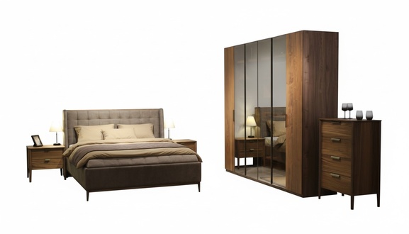 Designer bedroom set luxury bed 2x bedside table wood completely new 3 pcs.