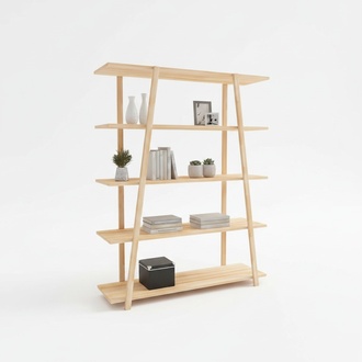 Designer Beige Bookcase High Quality Wooden Cabinets Noble Robust Furniture