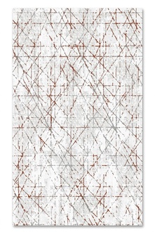 Designer beige carpet with brown and gray lines, short pile living room rugs.