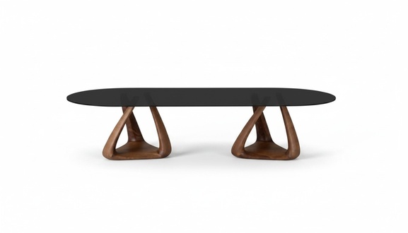 Designer black dining room table luxury dining room furniture wooden top oval