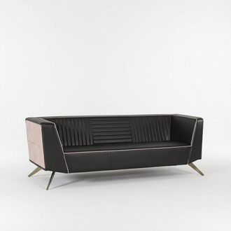 Designer black upholstered sofa fabric furniture study furniture office couch