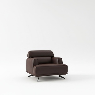 Designer Brown Armchair Upholstered Furniture Lounge Single Seater Living Room Furniture