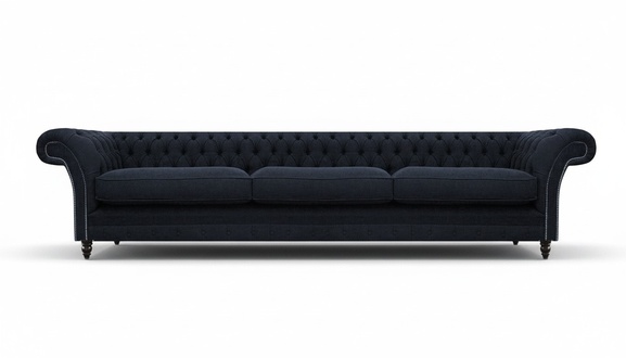 Designer Chesterfield Blue Sofa Three-Seater Luxury Living Room New Furniture