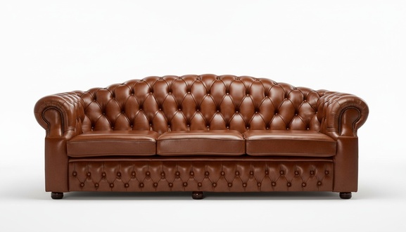 Chesterfield XXL Sofa 5-Seater Brown Upholstered Faux Leather Living Room With Cushions New