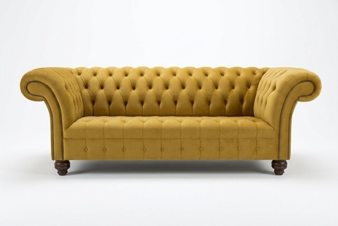 Designer Chesterfield Sofa Set Sofa Couch Upholstery Set in Velvet 4pcs. seater