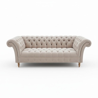 Chesterfield 3-Seater Classic Sofa Wide Upholstered Textile Luxurious Design Living Room Light Pink