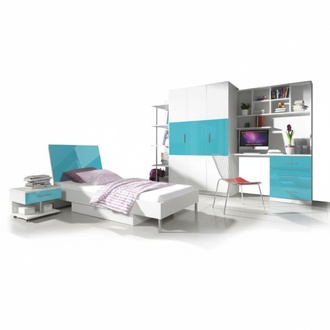 Designer children\'s room youth room bedroom table bed chest of drawers cupboard 5 pieces