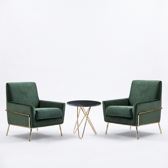 Designer Club Lounge Chair Relax Hotel Chair Set Garniture Group Luxury Green