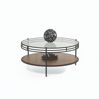 Designer coffee table luxury glass table round living room wooden table