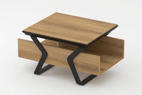 Designer coffee table side table wooden table with storage metal legs