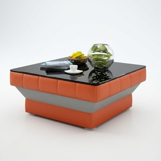 Designer Coffee Table Upholstery Table Leather Glass Modern Tables #8009