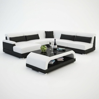 Designer Coffee Table Upholstery Table Leather Glass Modern Tables 6108
