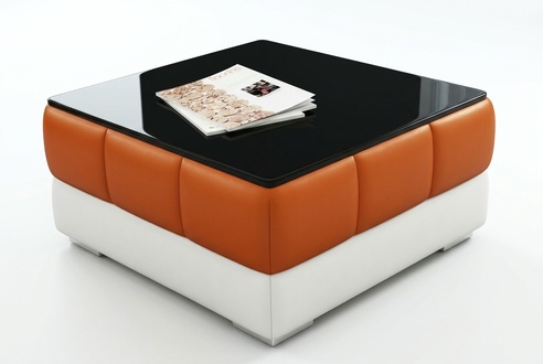 Designer Coffee Table Upholstery Table Leather Glass Tables #SBA1A