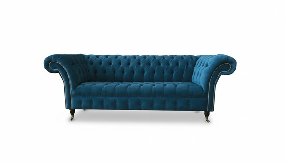 Designer Couch Seat Cushion 3 Seater Blue Fabric Set Sofa Furniture Turquoise New