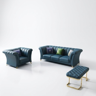 Designer couch upholstery seat set sofa sets 3 + 1 seater + stool 3 pieces.