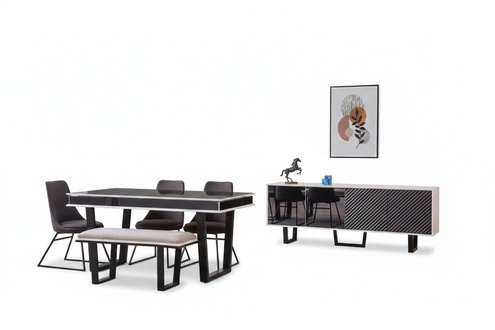 Designer dining room set 10 pieces luxury furniture stylish dining group sideboard