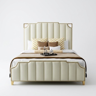 Marriage double bed in modern style made of real wooden frame & stainless steel 180x200cm size