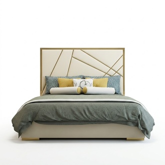Modern style leather double bed in modern style made of real wooden frame 180/200x200cm sizes