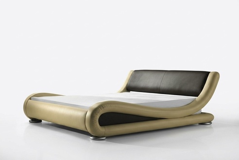 Special design massive leather double bed in modern style with stainless steel for marriage couple