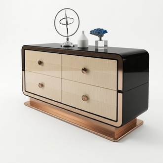 Designer Dresser Low Board Side Cabinet Living Room Shelf Metal Luxury