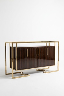 Designer Dresser Side Low Board Cabinet Living Room Shelf Luxury Metal